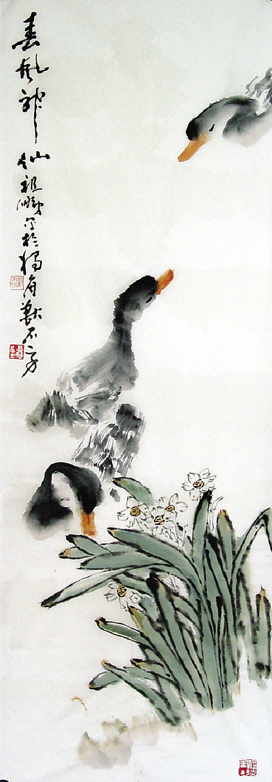 刘祖鹏(湖州画院院长 春风神仙 103×34cm