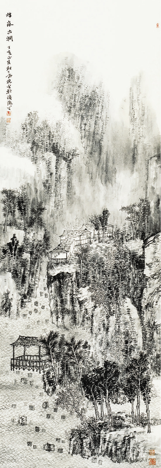 仇传澄 烟岚出涧 204×68cm