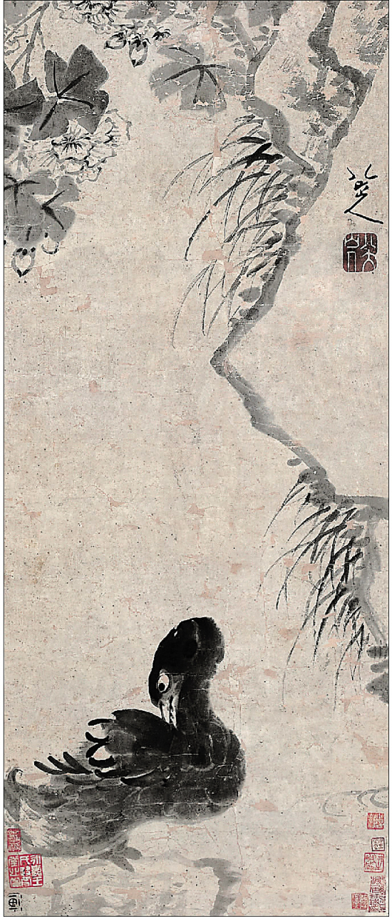 420八大山人(1626~1705)鸭子   镜框 82×34cm