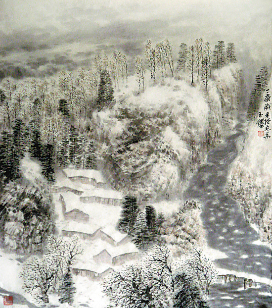 朱玉铎 雪景 100×90cm