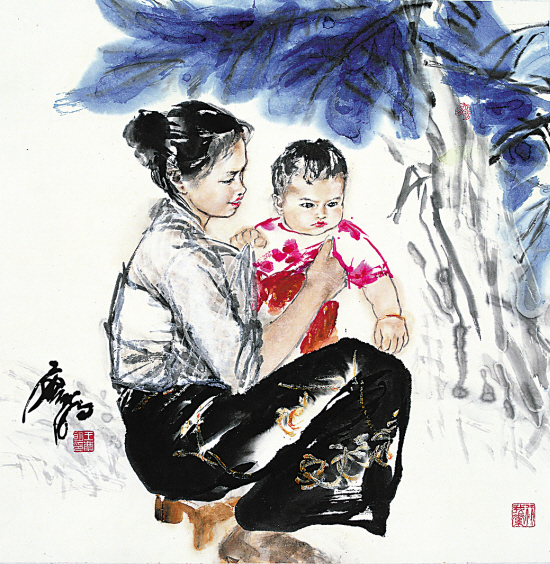 王庆明 母子 69×69cm