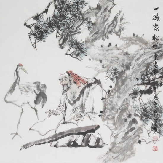 邓军   一拨众松鸣  68×68cm  2010年