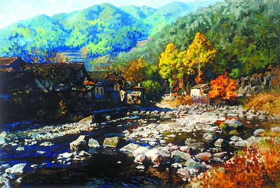 俞怀谷(浙江兰溪 静谧的小山村 油画