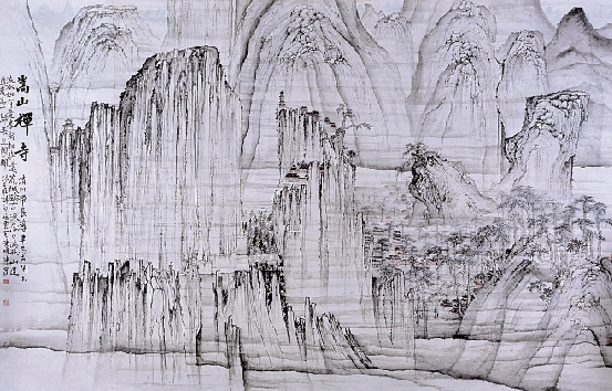 陈明坤  嵩山禅寺  370×240cm  中国画