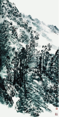 刘丹 云雾山间 136×68cm