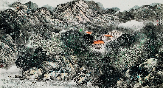 郑生福 翠绕一溪幽雅地 182×96cm