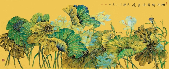 蒋美艳  明月  金纸  90×210cm