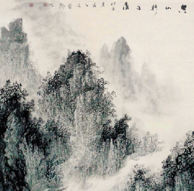 廖静 空山新雨后 中国画 68×68cm