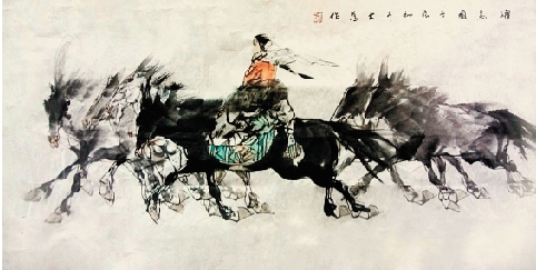 刘大为 耀马图 136×68cm