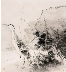 孙守之 秋塘涉禽系列一 58×52cm