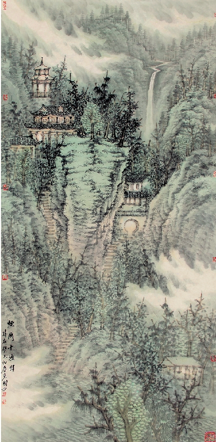 曾先国  烟雨十渡图  136×68cm  2013年