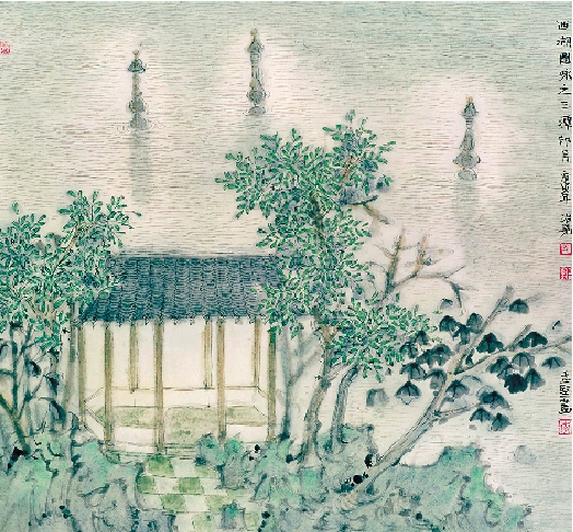 李志坚  西湖图咏之三潭印月 50×46cm 纸本水墨 2011年