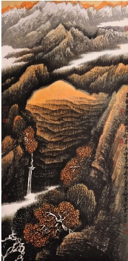 陈天铀 万壑有声含晚籁 136×68cm