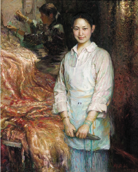 郑毓敏 织罗女 100×80cm 布面油画 2002年