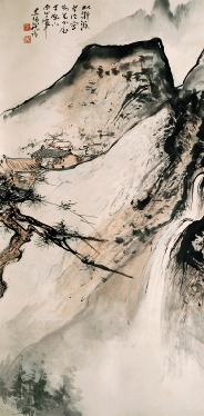 黑伯龙(1915-1989) 山水(以浙派手法写梅花) 136×68cm