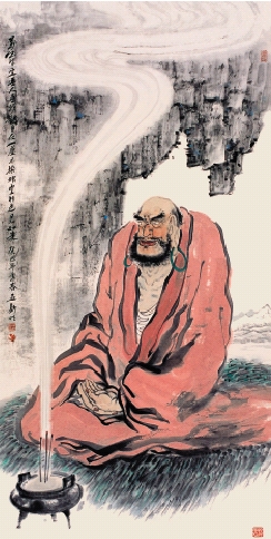 焦亚新 敬香罗汉 136×68cm 中国画 2013年