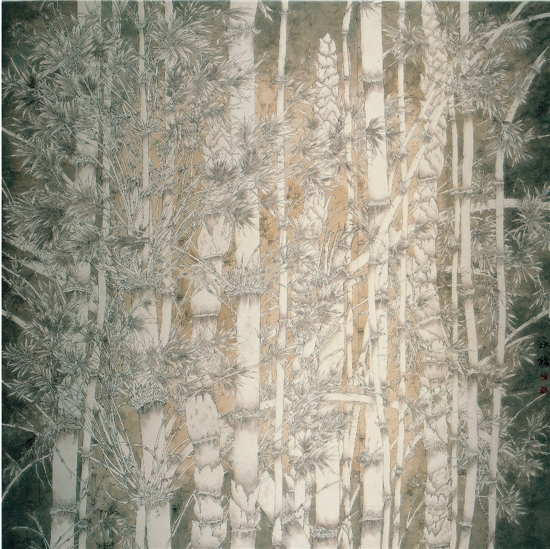 竹林映霞 200×200cm 纸本 2009年(获第七届全国工笔画大展