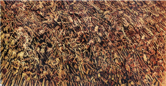 许江 东方葵-铜壁Ⅰ布面油画 280×540cm 2015年