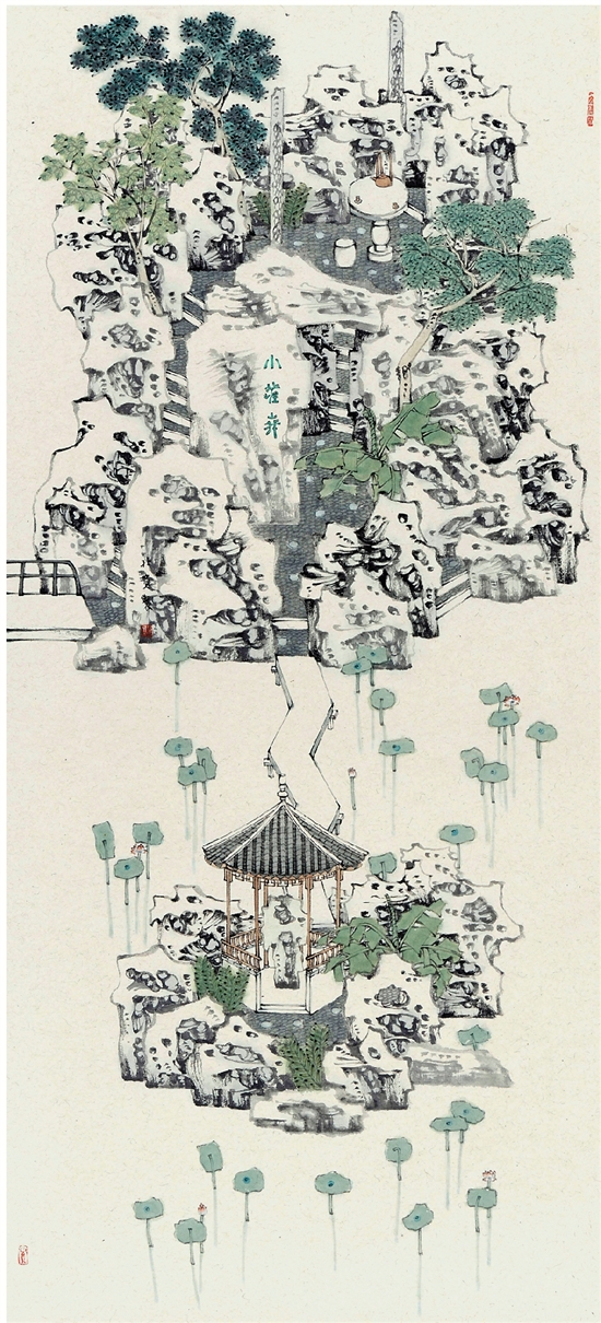 孙宽 院里山水 138×69cm