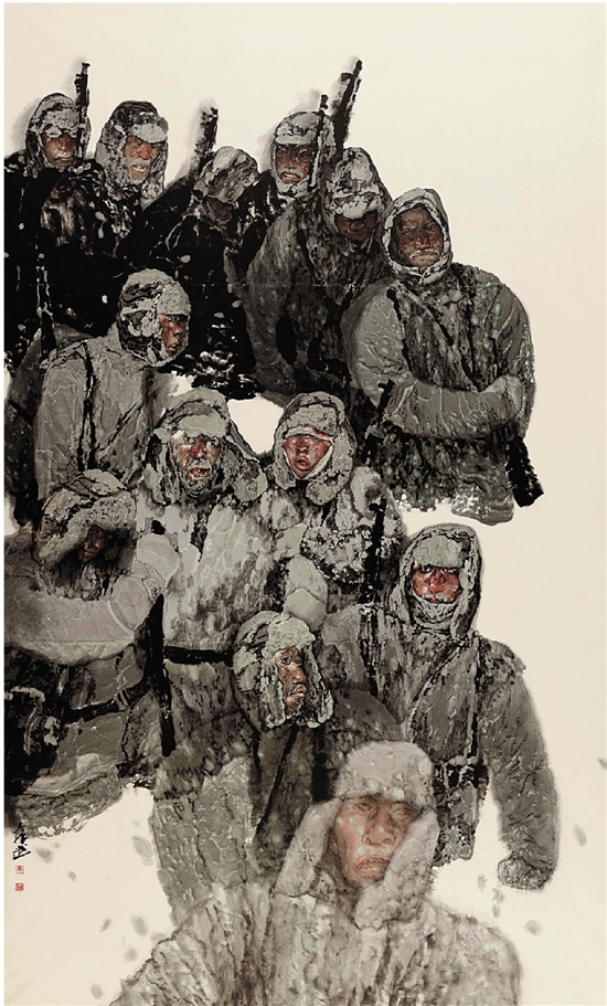 袁武 抗联生存 336×205cm 中国画 2003年