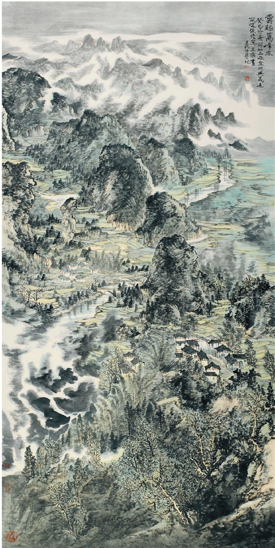 王乘 云起万峰林 240×125cm