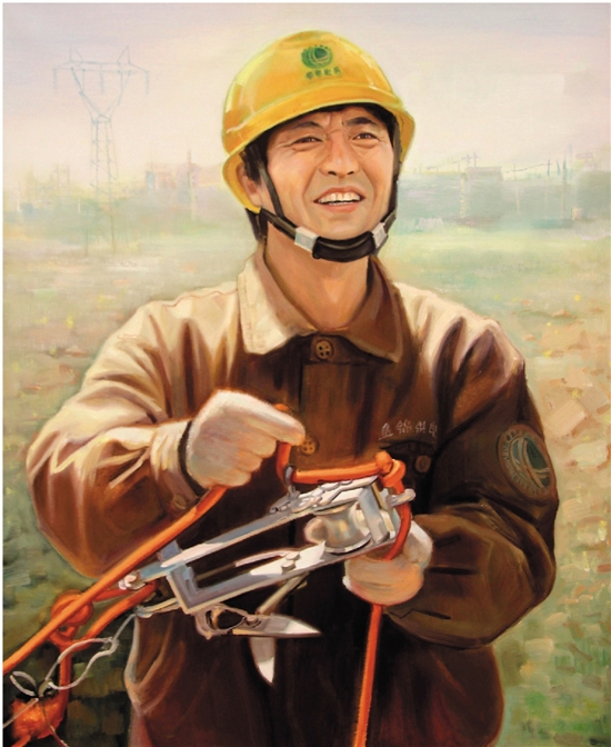 张宇飞(国网陕西电力) 国网工匠姜广敏 油画
