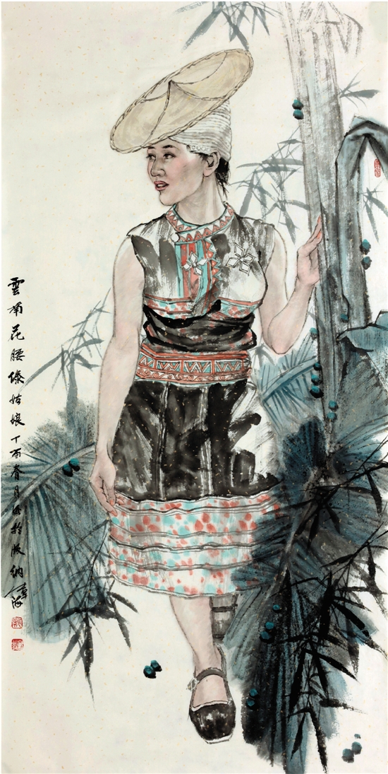 龚伟海  云南花腰傣姑娘  70×140cm