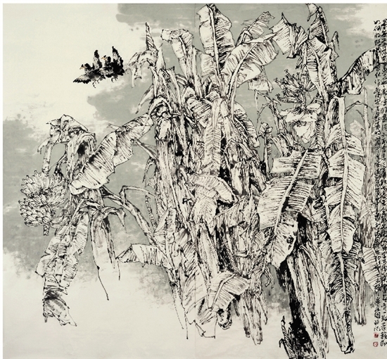 娄建国 蕉林晨韵 196×200cm