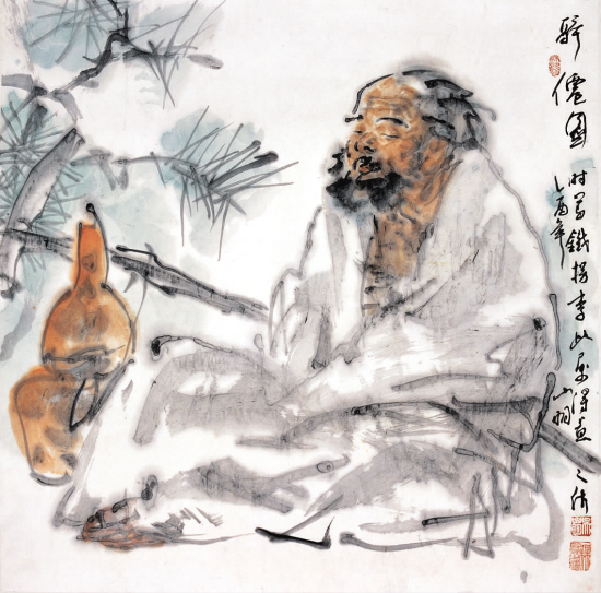 吴山明 醉仙图 68×68cm 水墨纸本 2005年