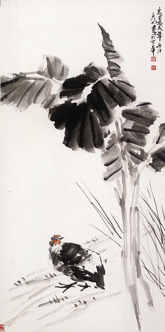 芭蕉大鸡图 刘彦明 毕业于山东曲阜师范大学美术系,山东日照师范