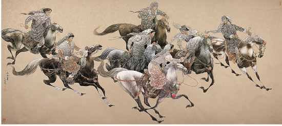 赵文元 叼羊 纸本 295×134cm 2007年