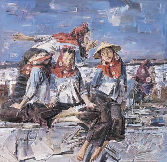 王耀伟 石城惠女(惠安女——勤劳奋进的象征) 油画 160×160cm