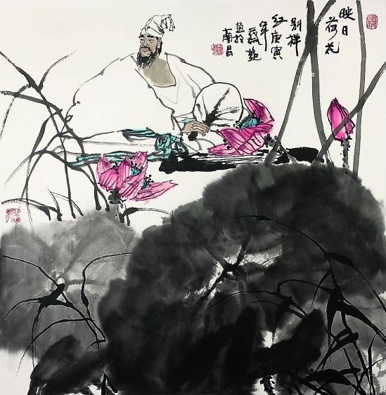 蔡超  《映日荷花别样红》 68×68cm