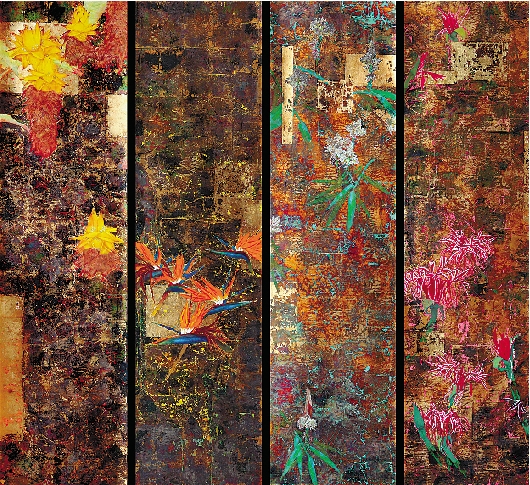 宋振成 千年记载(四条屏 235×70cm×4 2009年