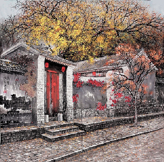 赵墨 落叶 100×100cm