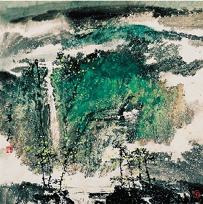 包辰初 春泉鸣壑 68×68cm 1998年