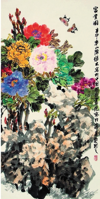裘缉木 富贵图     136×68cm 2011年