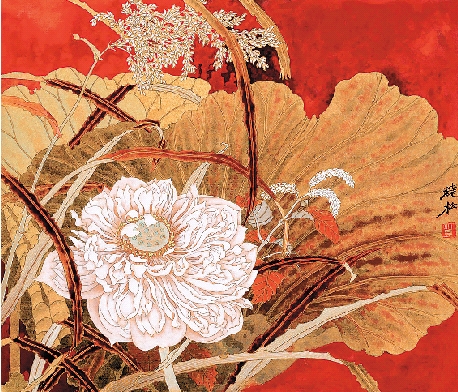 莫晓松  亭亭白荷花  向我如有意  45×55cm 2008年