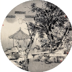 孙宽 风过凉亭 96×96cm