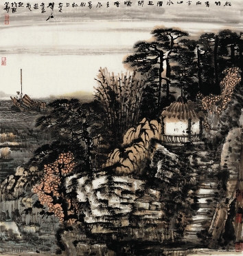 赵文江 松竹秀而古·山水清且闲 100×95cm 2012年