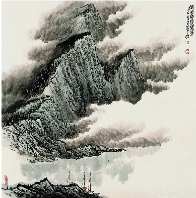 钟章法 俯首群山涌碧涛 70×70cm