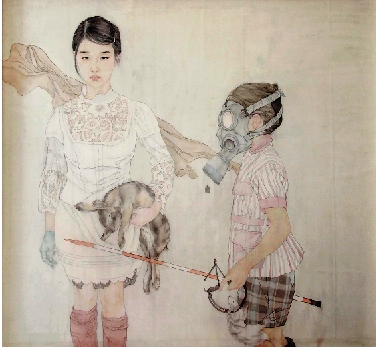 岳小飞 他们之二 绢本 110×150cm 2011年