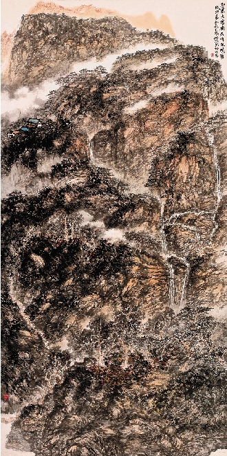 張桐瑀 紅葉去寒樹 120×240cm 2012年