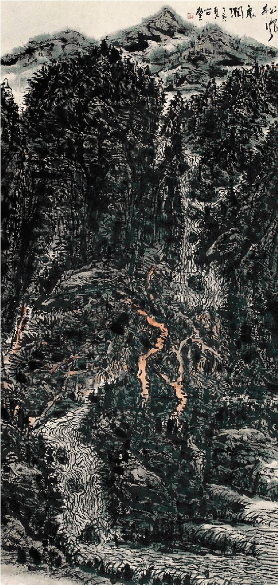 古丰 焦墨山水 200×400cm