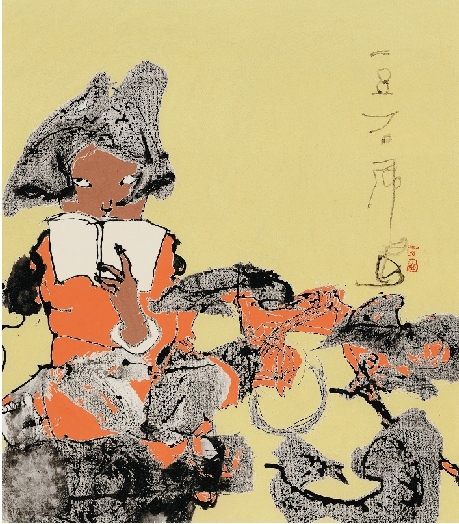 石虎  葫芦拜阅  69×61cm  2010年