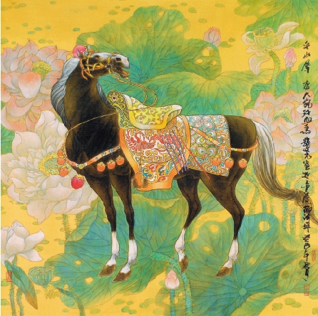 赵文元 汗血宝马·平山犀 80×80cm 2013年