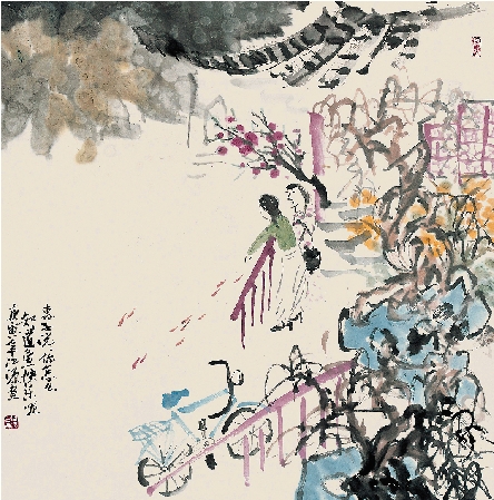 江源 花港观鱼 68×68cm