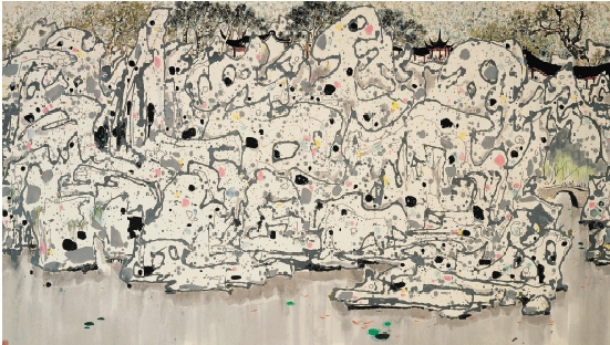 吴冠中 狮子林 173×290cm 纸本水墨 1983年