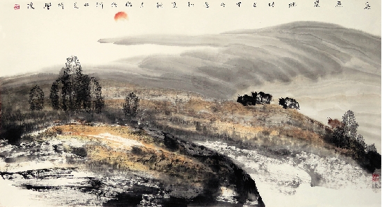 韩秋来 高原晨曲 180×97cm 2014年