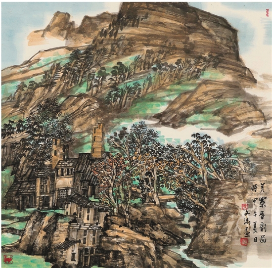 黄文渊 羌寨春韵图